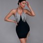 Halter Neck Crystal Fringe Bandage Dress