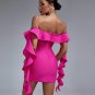 Off Shoulder Ruffle Mini Bandage Dress