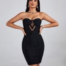Strapless Cutout Mesh Mini Bandage Dress
