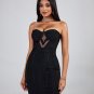 Strapless Cutout Mesh Mini Bandage Dress