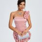 One Shoulder Ruffle Satin Mini Dress