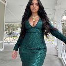 Sequined Deep V Mini Bandage Dress