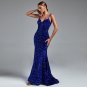 Strappy Sleeveless Sequined Maxi Prom Dress