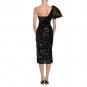 One Shoulder Sleeveless Sequins Midi Bodycon Dress