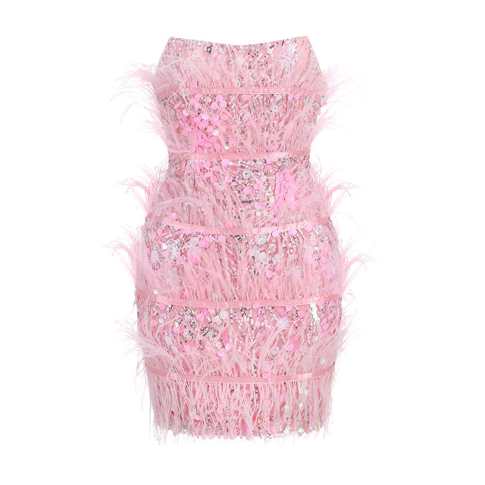 Strapless Sequins Mini Bodycon Dress