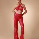 Halter Sequin Hollow out Two Piece Set