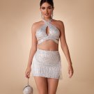 Halter Hollow out Sequin Two Piece Set