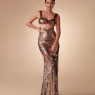 Gold Sequins Two Piece Gown