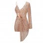 V Neck Long Sleeve Sequins Mini Dress