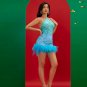 Halter Feather-Hem Mini Sequins Dress