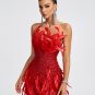 Open Back Feather Sequined Mini Dress