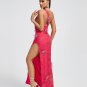 Crystal Embellished Sequin High Split Gown