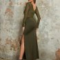 Round Neck Long Sleeve Sequins Maxi Bodycon Dress