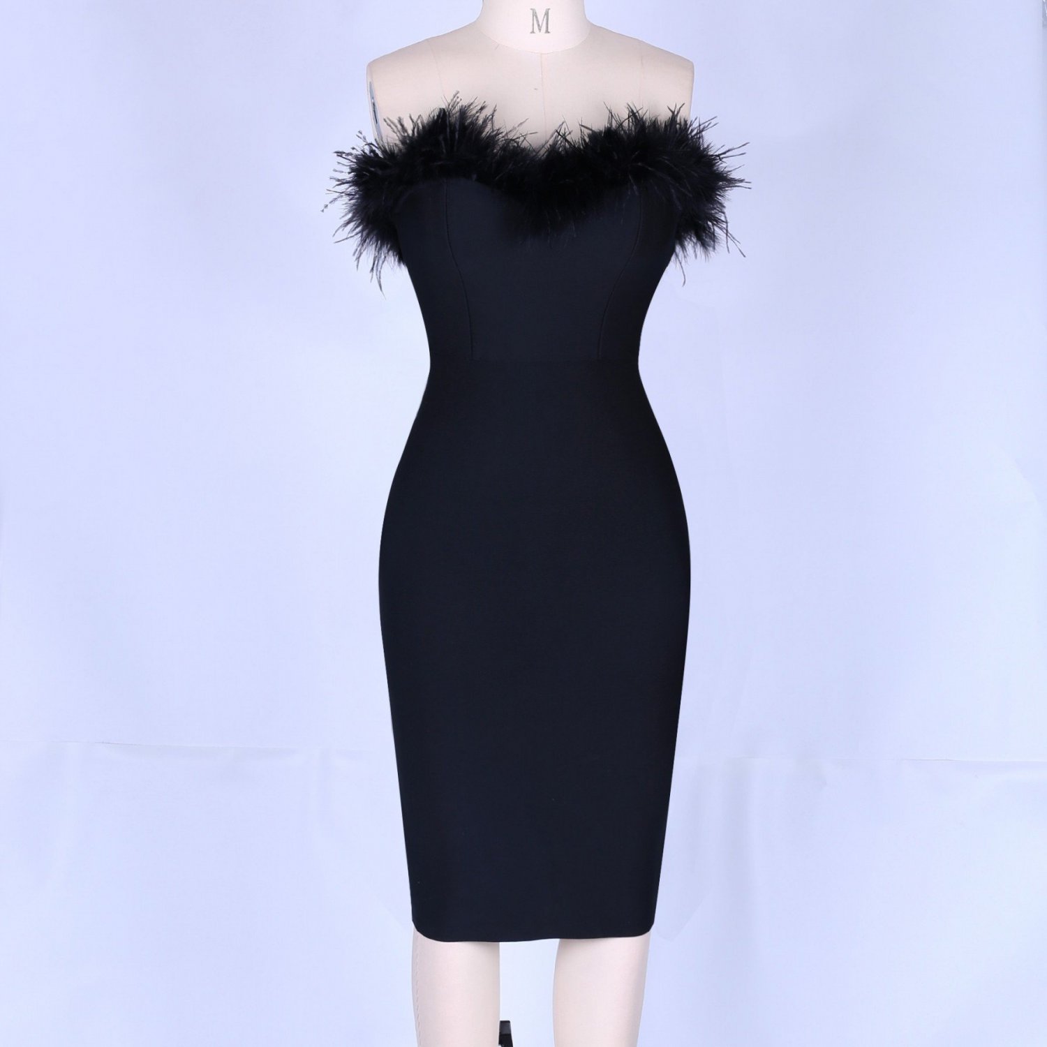 Strapless Sleeveless Plume Mini Bandage Dress