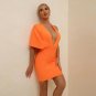 Halter Short Sleeve Asymmetrical Mini Bandage Dress