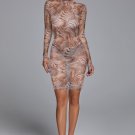 High Neck Long Sleeve Distinctive Mini Dress