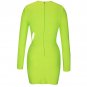 Round Neck Long Sleeve Hollow out Mini Bandage Dress