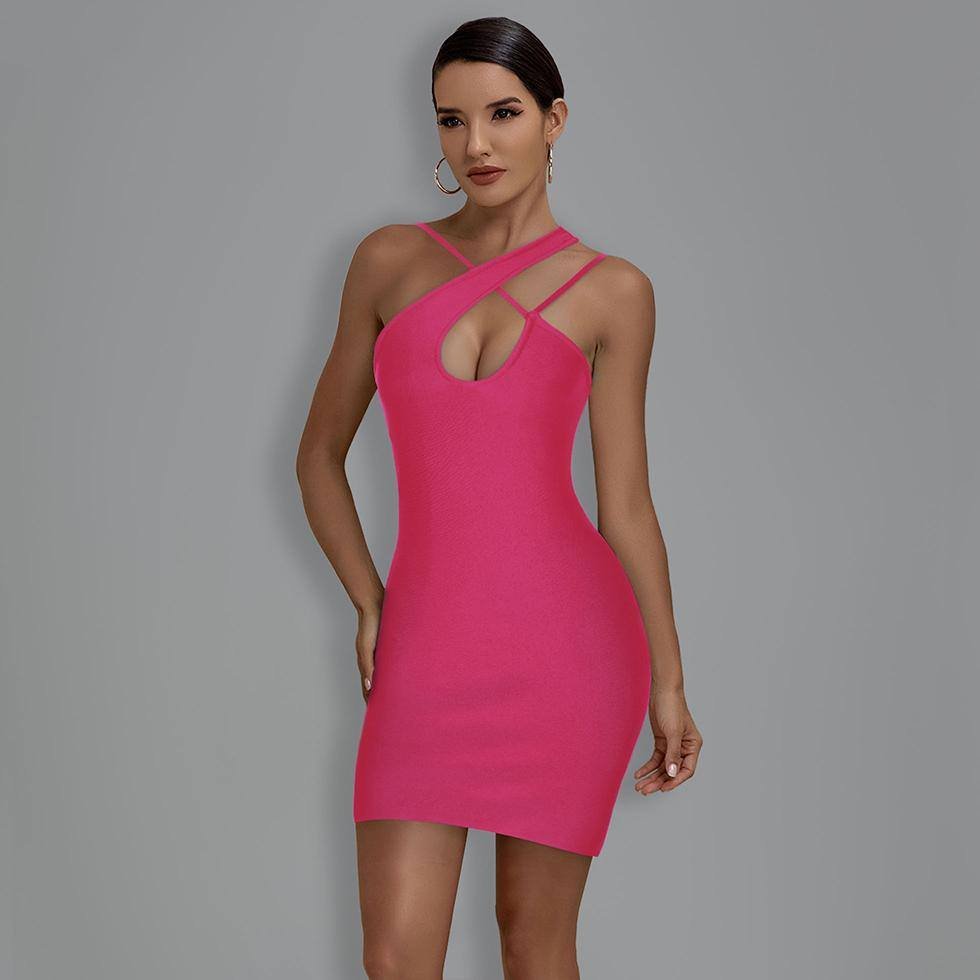 Strappy Sleeveless Plain Mini Bandage Dress