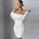 Off Shoulder Long Sleeve Frill Mini Bandage Dress