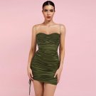 Strappy Sleeveless Wrinkled Mini Bodycon Dress