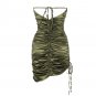 Strappy Sleeveless Wrinkled Mini Bodycon Dress