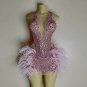 Round Neck Sleeveless Diamond Feather Mini Exclusive Custom Dress