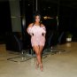 Strapless Sleeveless Diamond Feather Mini Exclusive Custom Pink Dress
