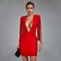 V Neck Tassels Mini Bandage Dress