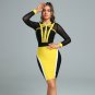 Round Neck Splicing Mini Bandage Dress