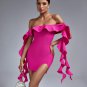 Off Shoulder Ruffle Mini Bandage Dress