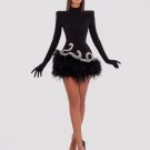 High Neck Diamente Embellished Mini Bodycon Dress