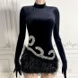 High Neck Diamente Embellished Mini Bodycon Dress