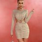 Backless Crew Neck Glitter Mini Dress