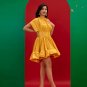 Yellow Cape-effect Belted Mini Dress