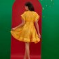 Yellow Cape-effect Belted Mini Dress