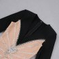 V Neck Long Sleeve Rhinestone Mini Bandage Dress