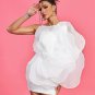 White Exaggerated Flower Mini Dress