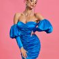 Off Shoulder Ruched Satin Mini Dress