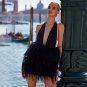 Halter Sleeveless Feather Mini Bandage Dress