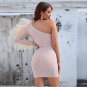 One Shoulder Long Sleeve Rhinestone Mini Dress