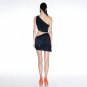 One Shoulder Sleeveless Exposed Waist Mini Bodycon Dress