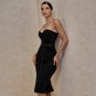 Strapless Sleeveless Striped Midi Bandage Dress