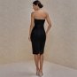 Strapless Sleeveless Striped Midi Bandage Dress