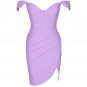 Off Shoulder Short Sleeve Frill Midi Bandage Dress