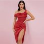 One Shoulder Short Sleeve Asymmetrical Midi Bodycon Dress