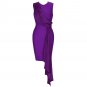 Round Neck Frill Midi Bandage Dress