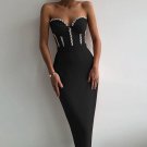 Strapless Drill Chain Midi Bandage Dress