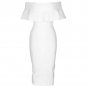 Off Shoulder Short Sleeve Frill Midi Bandage Dress