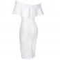 Off Shoulder Short Sleeve Frill Midi Bandage Dress