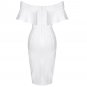 Off Shoulder Short Sleeve Frill Midi Bandage Dress